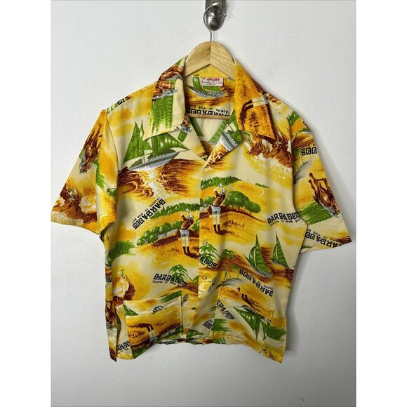 Vintage Barbados Bajan Men XL Hawaiian Golf Shirt Short Sleeve  horse - Picture 1 of 7